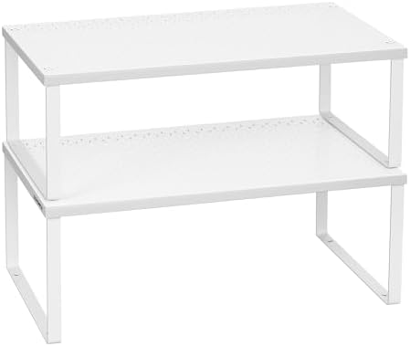 SONGMICS Set of 2 Metal Spice Racks, Stackable Expandable Shelf Risers