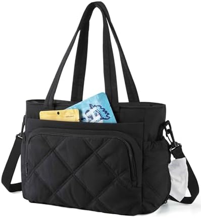 BAGSMART Lunch Bag Women Large Lunch Box Insulated Tote Bag with Multi-Pockets Quilted Puffy Tote for Work, Outdoors