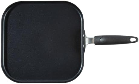 Restaurantware Nonstick Griddle Pan - 1 Count 11 x 11 Inch Aluminum Nonstick Frying Griddle With Bakelite Handle - Square Frying Pan With Even Heating - Black Cooking Surface For Home Kitchens