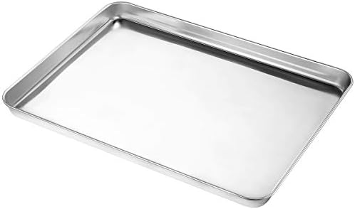 Wildone Baking Sheet Set of 3, Stainless Steel Cookie Sheet Cooking Sheet Pan for Baking & Roasting, 9/12/16 Inch, Non Toxic & Heavy Duty & Easy Clean (Pack of 2)