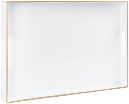 MAONAME White Decorative Tray for Coffee Table, Serving Tray with Handles