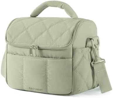 BAGSMART Insulated Lunch Bags for Women, Cute Quilted Lunch Box, Sage Green