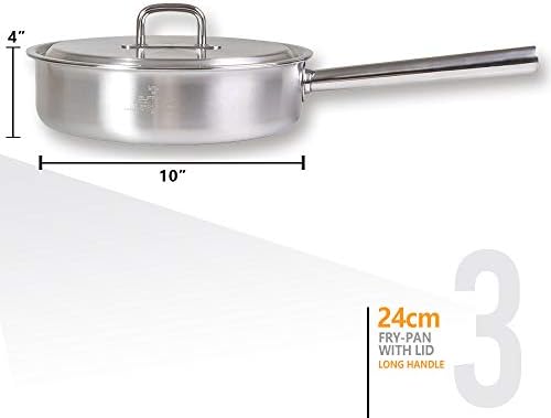 BUFFALO Clad Stainless Steel Sauce Pan 7" Stock Pot 8" & Stir Fry Pan 10"