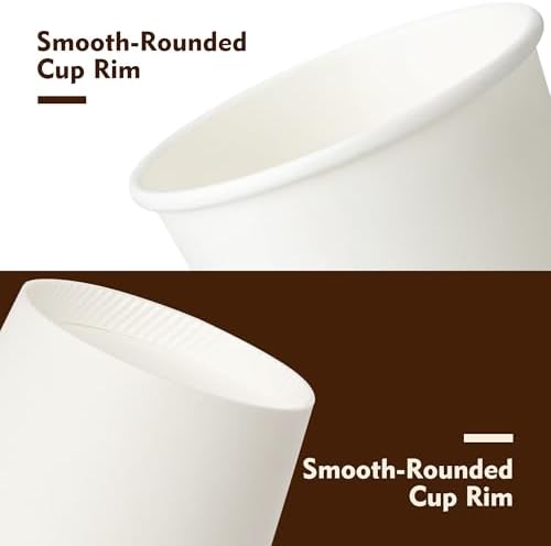 YEEHAW 12 oz 100 Pack White Disposable Coffee Cups with Lids