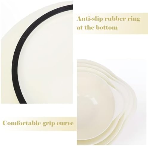 BoxedHome 4.5 Quart Large Plastic Mixing Bowls set with Pour Spout, Beige