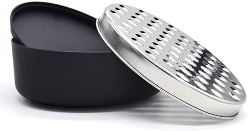Stainless Steel Cheese Grater with Airtight Storage Container - Box Grater for Kitchen, Shredder for Parmesan, Cheddar, Vegetables, Chocolate, Nutmeg - Includes Lemon for Citrus, Ginger, Butter