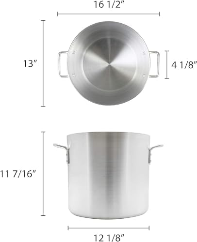 TrueCraftware- 24 qt. Aluminum Stock Pot with Riveted Handles 4mm Thickness- Multipurpose Pot Cookware Large Stockpot Stew For Cooking Simmering Soup Seafood Stock Home Kitchen Restaurant