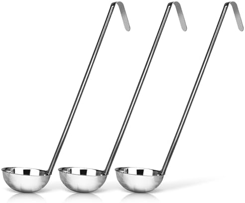 3-Pack Stainless Steel Soup Ladles, 4 oz Heat Resistant Serving Spoons