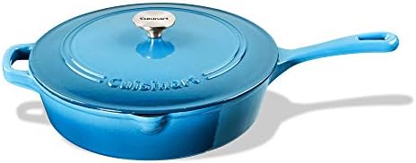 Cuisinart Chef's Classic Enameled Cast Iron Dutch Oven with Lid, Porcelain Enameled Interior, Oven Safe, Induction Compatible, 12-Inch, Chicken Fryer, Blue Gradient