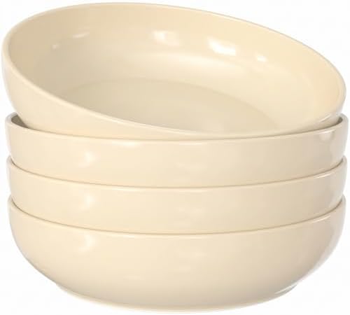 KooK Pasta Bowls, For Soups & Salads, Set of 4, 40 oz, Ivory