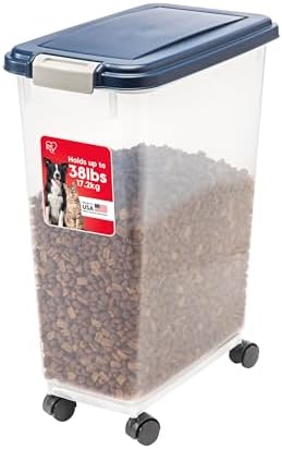 IRIS USA Dog Food Storage Container, Up to 38 lbs, Navy, Made in USA