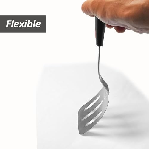 Stainless Steel Flexible Spatula, Thin Metal Turner, Small Slotted