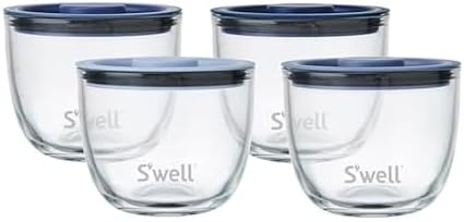 S'well 12oz Glass Prep Bowl Set of 4 For Easy Meal Prep, Coastal Blues, Made From Durable Tempered Glass, Nests Inside 21.5oz