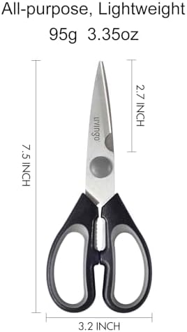 LIVINGO 7.5 Inch Kitchen Scissors Heavy Duty Food Shears 2 Pack