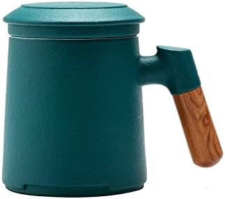 ZENS Tea Cup with Infuser and Lid for Loose Leaf Tea Steeper, 12oz Green