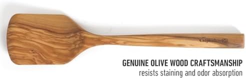 Calphalon Edge Wood Turner, 13-Inch Olive Wood Solid Spatula, Wooden Cooking Turner for Flipping, Stirring & Nonstick Cookware, Durable Kitchen Tool