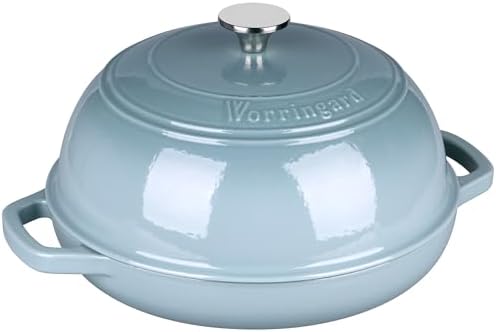 VORRINGARD Enameled Cast Iron Dutch Oven Pot with Lid, Bread Oven for Sourdough Bread Baking, Dutch Ovens with Bread Proofing Basket& Baking Supplies Set, 6 Quart, Sea salt