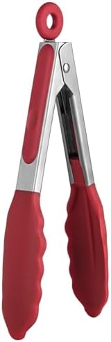 U-Taste Kitchen Tong for Cooking, 480ºF Heat-Resistant Silicone, 7in/Red