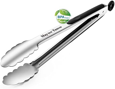 12-Inch Kitchen Tongs for Cooking,Heat-Resistant Stainless Steel Tong,Black