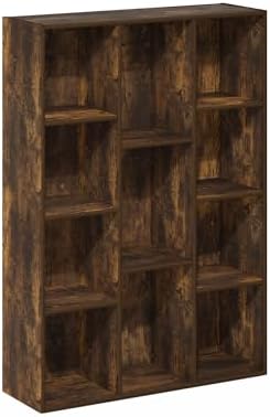 Furinno LUDER Book Shelf, 11-Cube Bookshelf, Reversible Bookcase, 9.4 x 29.1 x 41.7, Easy Assembly, for Living Room, Bedroom, Home Office, Amber Pine
