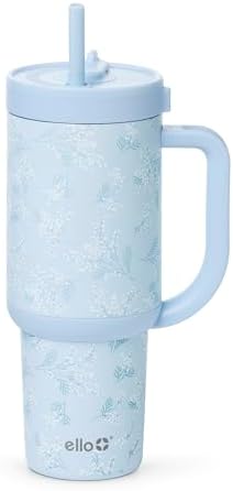 Ello Oasis 30oz Insulated Stainless Steel Tumbler with Straw, Sweet Alyssum (Pack of 8)
