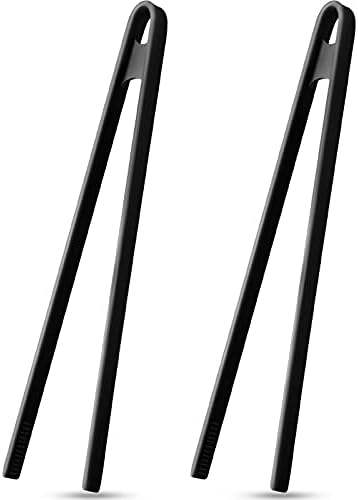 Patelai 2 Pcs 11.8 Inch Silicone Cooking Tongs Tweezers,Black