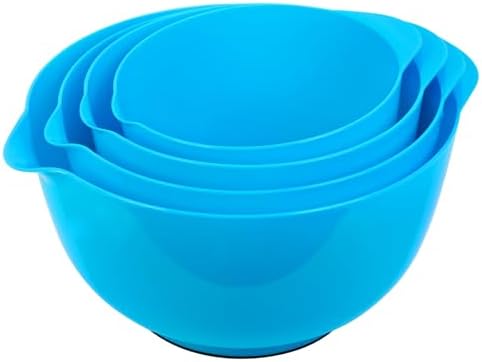 BoxedHome Plastic Mixing Bowls with Pour Spout, Microwave Safe, 4.5 Quart