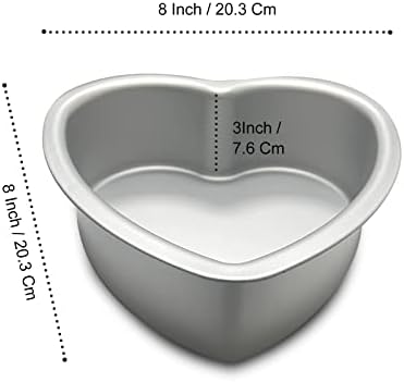 8 x 3 Inch Heart Shaped Cake Pan, Aluminum Heart Cake Tin, Baking Cake Pan for Wedding, Party, Family Occasions, Chocolate, Bread. (Heart, 8 x 3 Inch)