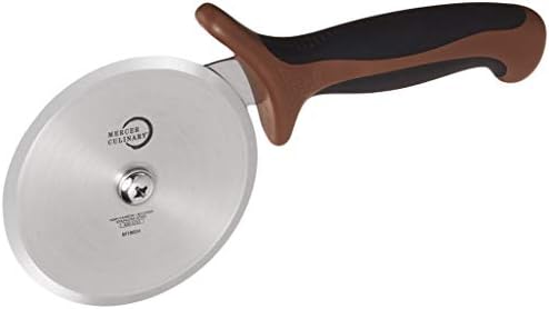 Mercer Culinary Millennia Pizza Cutter with Brown Handle, 4 Inch Wheel, Stainless Steel