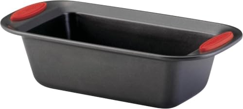Rachael Ray 47962 Yum-o! Bakeware Oven Lovin' Nonstick Loaf Pan, 9-Inch by 5-Inch Steel Pan, Gray with Red Handles (Pack of 6)