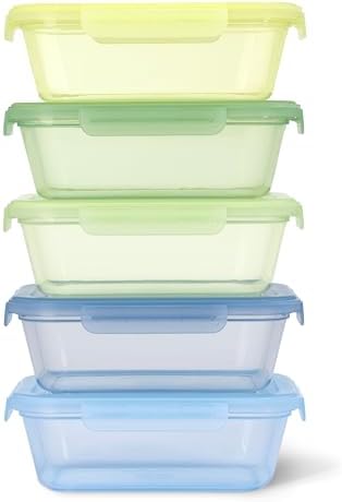 Ello Snap & Nest 4.5 Cup Plastic Meal Prep Set, 10 Piece, Seafoam