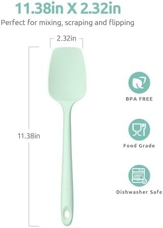 U-Taste Silicone Spoon Spatula, 600°F High Temp Scoop, 11.38", Mint Green