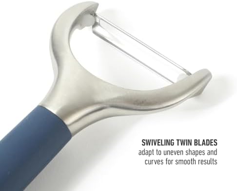 Calphalon Stainless Steel Vegetable Peeler with Swivel Blade, Ergonomic Non-Slip Grip Handle for Fruits & Vegetables, Kitchen Peeler for Smooth Peeling & Meal Prep