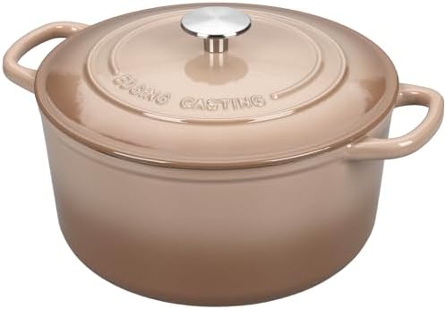 EDGING CASTING Enameled Cast Iron Dutch Oven with Sourdough Bread Baking Kit, Bread Dutch Oven with Lid, Includes Proofing Basket & Baking Tools, 5qt, Mocha