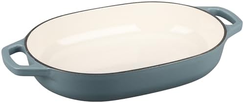 EDGING CASTING Enameled Cast Iron Oval Dutch Oven Pot with Lid, Dutch Oven for Sourdough Bread Baking, Bread Oven, Bread Dutch Oven, Oval Bread Pan, 7qt, Seasalt