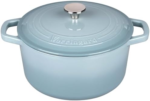 VORRINGARD Enameled Cast Iron Dutch Oven Pot with Lid, for Bread Baking, Round Bread Oven- include Sourdough Bread Baking Supplies Set, 6QT, Sea Salt