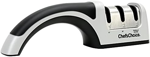 Chef'sChoice Manual Knife Sharpeners for 15- and 20-Degree Straight-Edge and Serrated Knives with Diamond Abrasives Precise Angle Control & Compact Footprint, 2-Stage, Gray