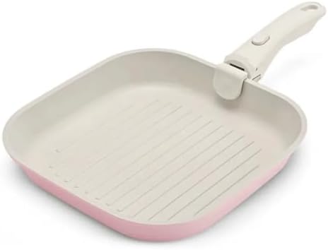 Gourmetific® Grill Pan [FOR INDOOR COOKING] - Non-Stick Square Frying Pan for Stove Tops & other Cooking Tops - Perfect for Grilling Steak, Bacon & Grilled Cheese - Non-Toxic Aluminum Pan (Pink)