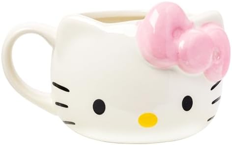 Silver Buffalo Sanrio Hello Kitty Pink Bow, 3D Sculpted Mug, 20oz