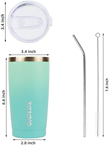 BJPKPK 20oz Coffee Tumbler with Lid & Straw, Insulated Stainless Steel Mug