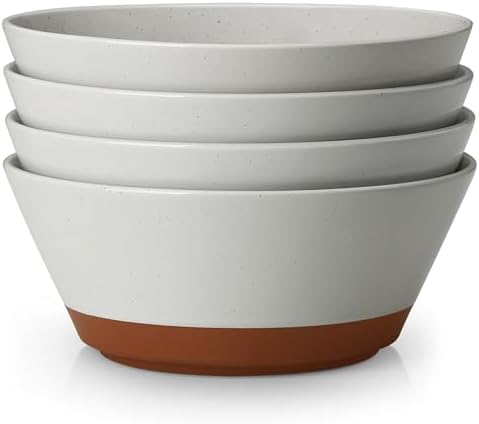 MALACASA Salad Bowls Set of 4, Soup Bowls for Kitchen, 60oz Ceramic Bowl