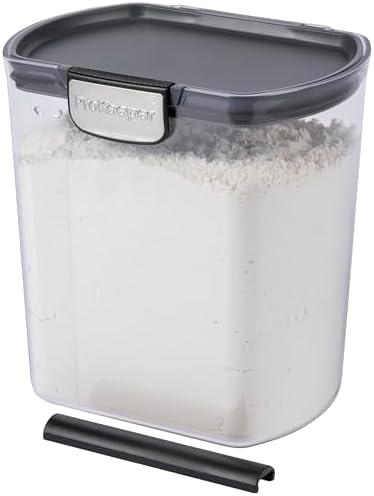 ProKeeper+ 6-Piece Airtight Food Storage Container Set – Clear Plastic Flour and Sugar Canister Set with Magnetic Accessories for Kitchen Organization