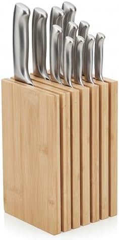 Libken Bamboo Knife Block – Minimal Scandinavian Design, Universal Knife Holder with 6 Slots for Up to 18 Knives – Fits Paring, Chef, Steak, Butcher Knives & Scissors, Countertop Knife Block