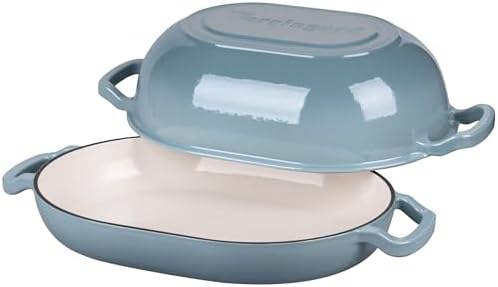 VORRINGARD Enameled Cast Iron Sourdough Bread Oven, Dutch Oven, Loaf Cast Iron Bread Pan for Homemade Bread Baking, Meatloaf Pan with Lid, 7QT, Sea Salt