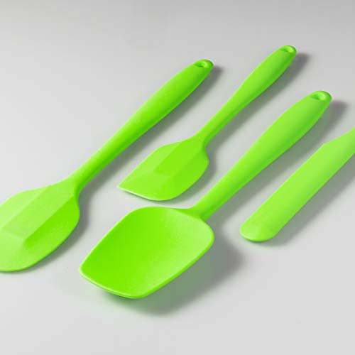 4-Piece Silicone Spatula Set with Stainless Steel Core, Green