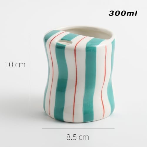 Espresso Cups Ceramic Coffee Mug Series European Striped Dot Coffee Cup And Saucer Mug Cake Plate Afternoon Tea Set Tea Cup And Saucer (Light green)