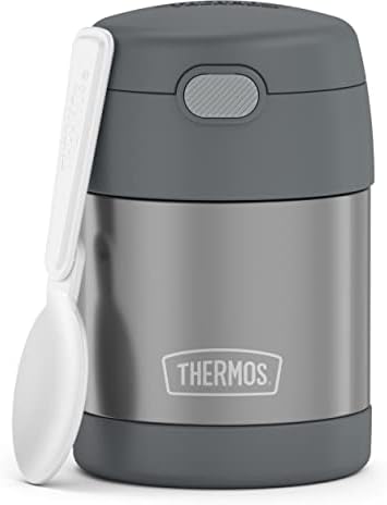THERMOS FUNTAINER Kids Food Jar with Spoon, 10oz, Gray