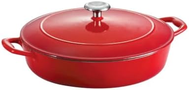 Tramontina Bestow Enameled Cast Iron 4-Qt Braiser Pan with Lid, Red