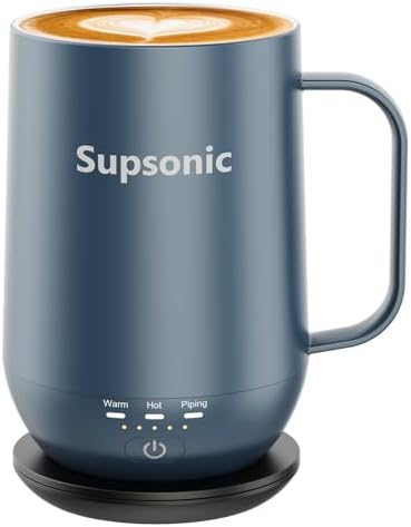 Supsonic - 16oz Self Heating Coffee Mug, Smart Heated Coffee Mug Faster Direct-Contact Heating Up to 149°F, Coffee Mug Warmer Set with Auto Shut-Off - Gifts for Men Women | S2