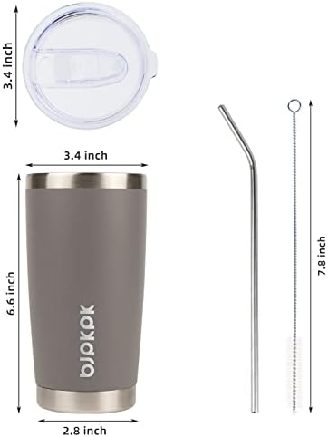 BJPKPK 20 oz Coffee Tumbler with Lid, Straw, Insulated Stainless Steel Mug